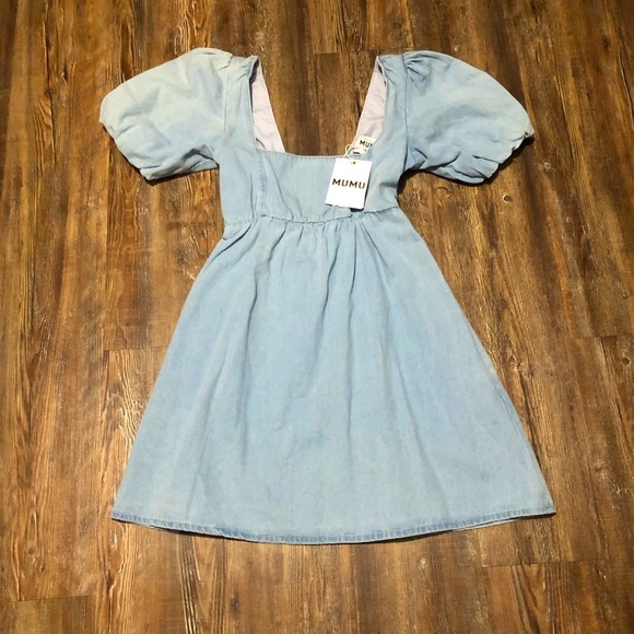 Show Me Your Mumu Women's Small Smitten Babydoll Dress in Sky Blue - Picture 1 of 6